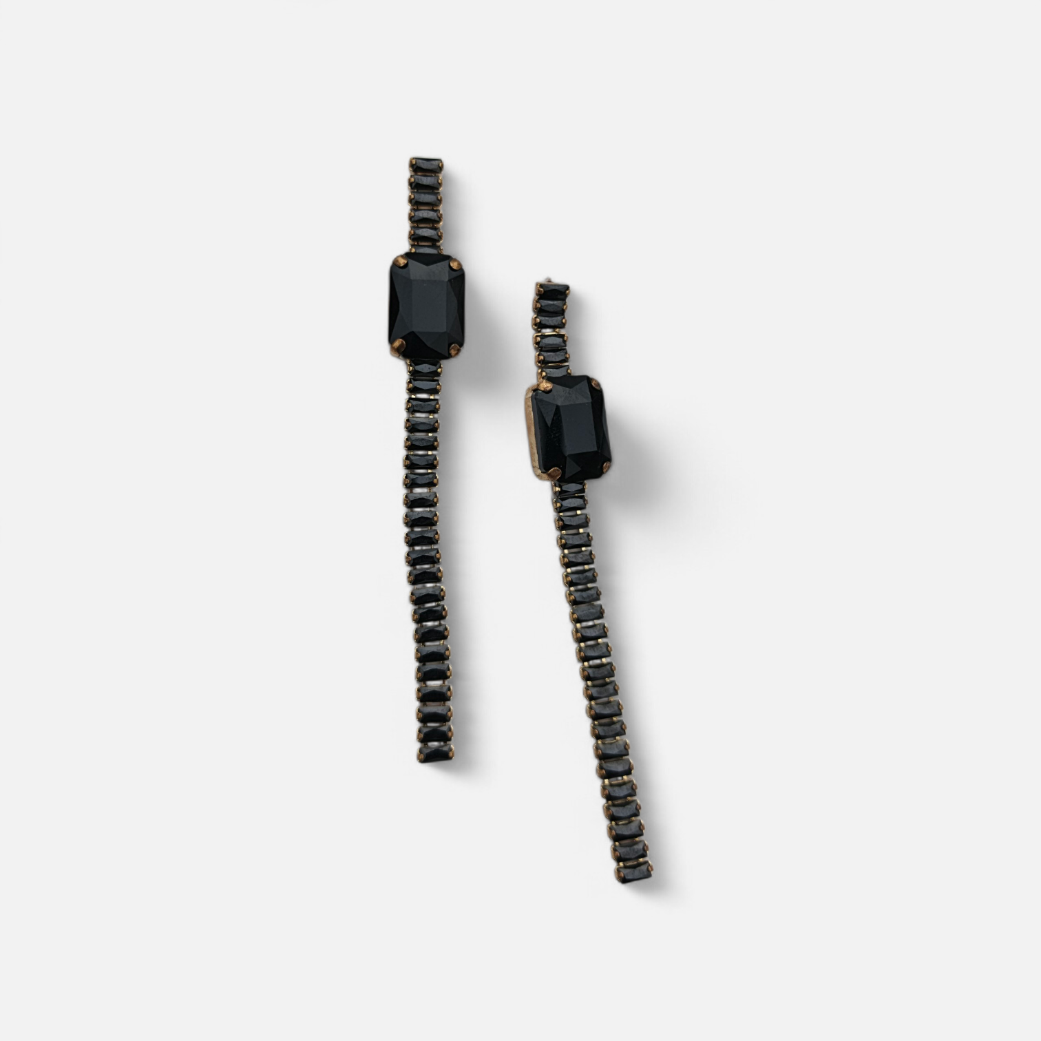 Midnight Noir Linear Crystal Earrings