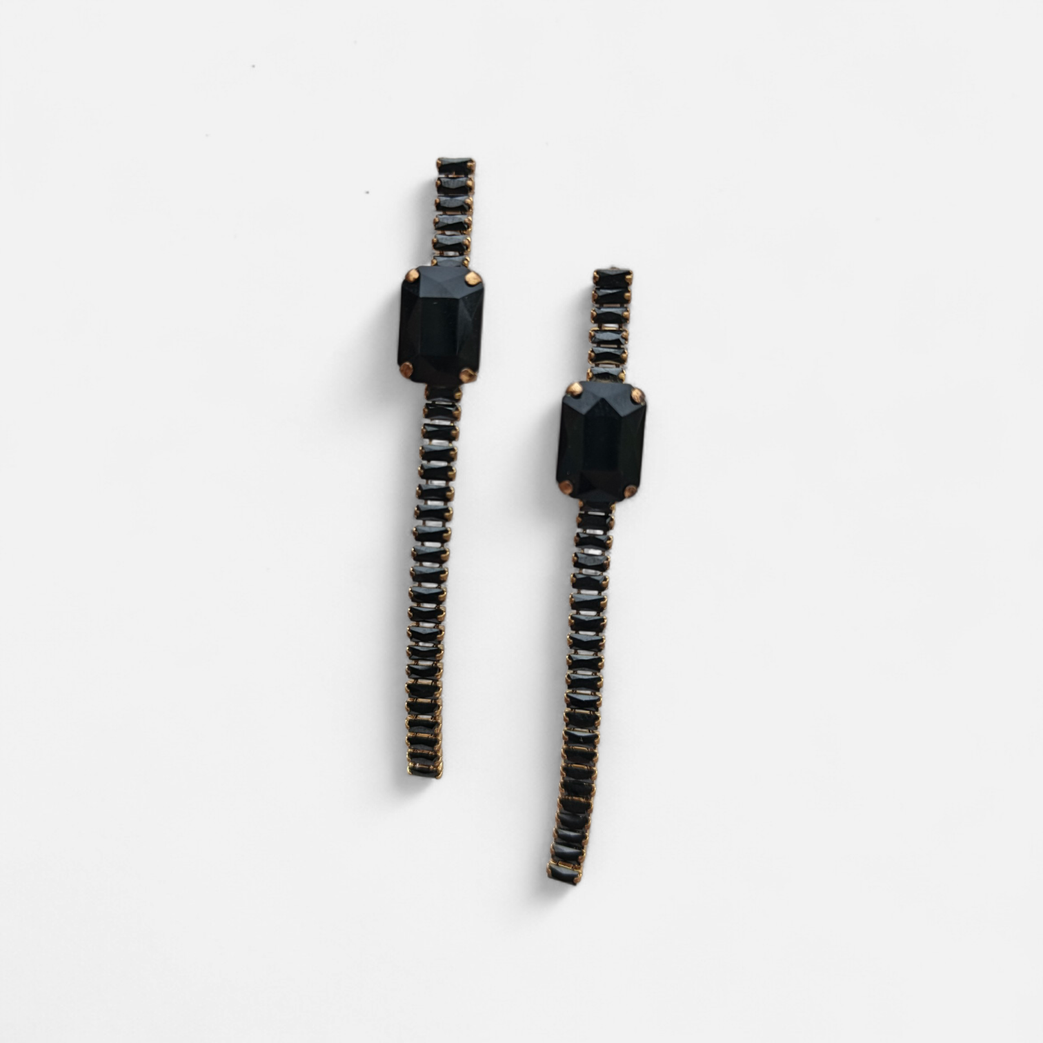 Midnight Noir Linear Crystal Earrings