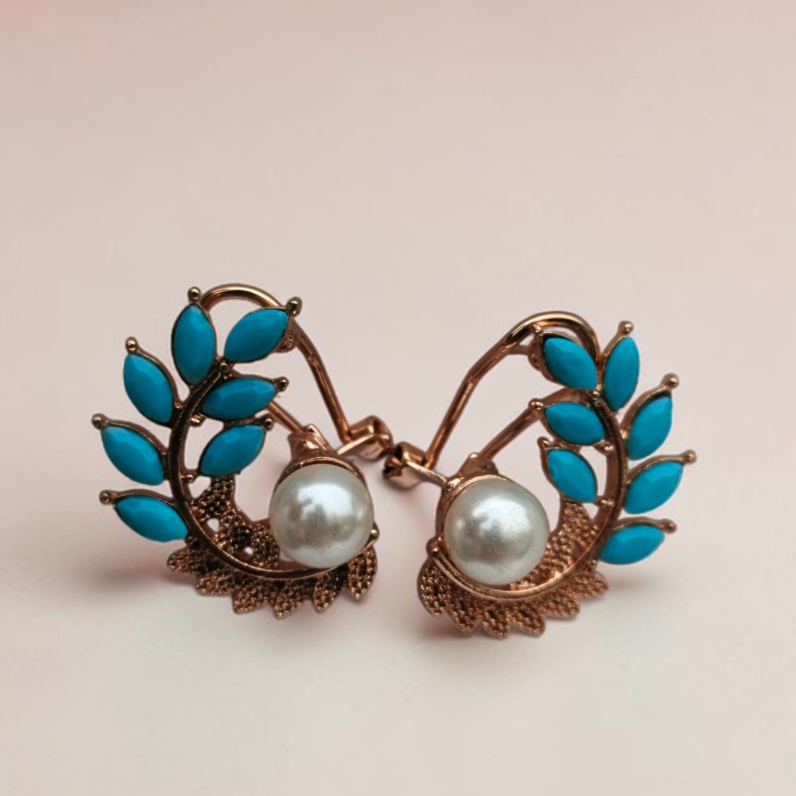 Aqua Pearl Bloom Earrings