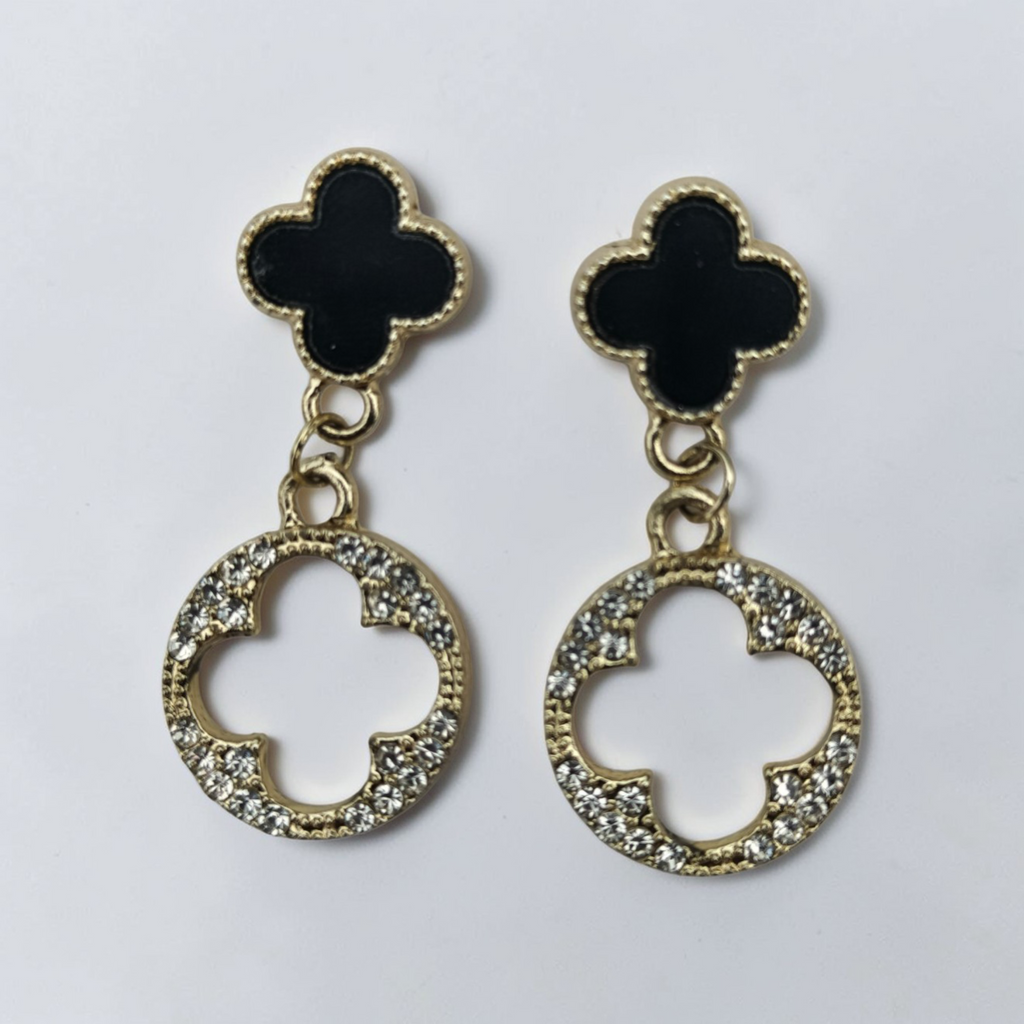 Midnight Clover Drop Earrings