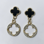 Midnight Clover Drop Earrings