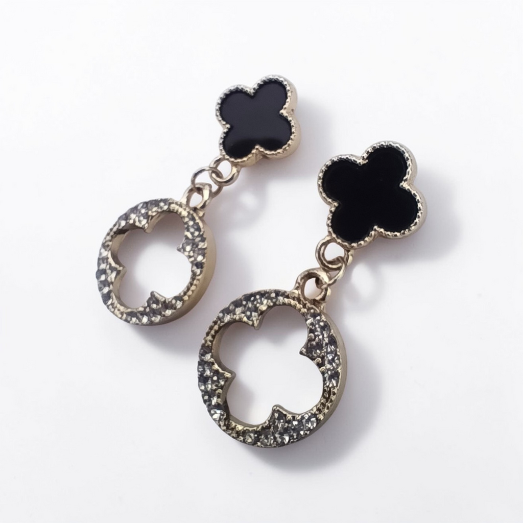 Midnight Clover Drop Earrings