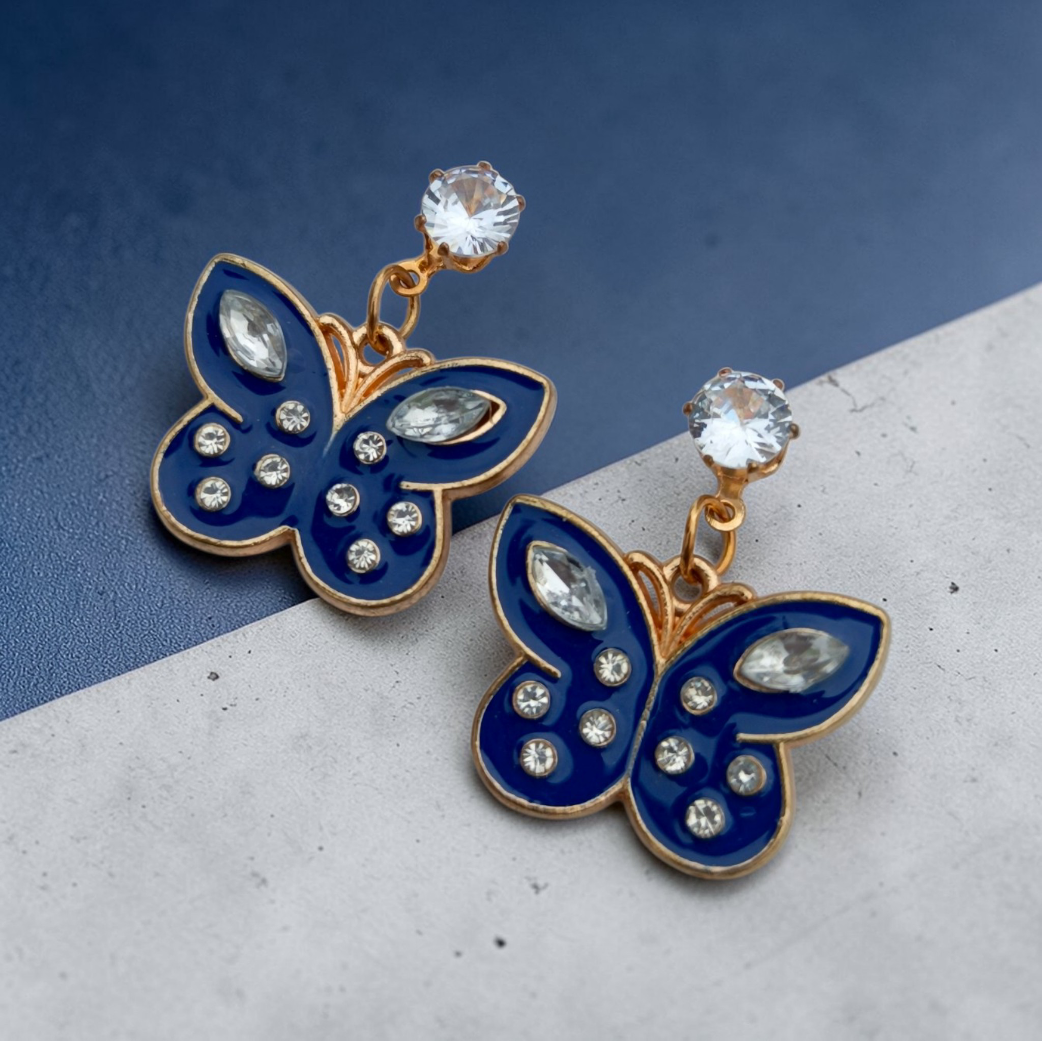 Midnight Butterfly Crystal Earrings