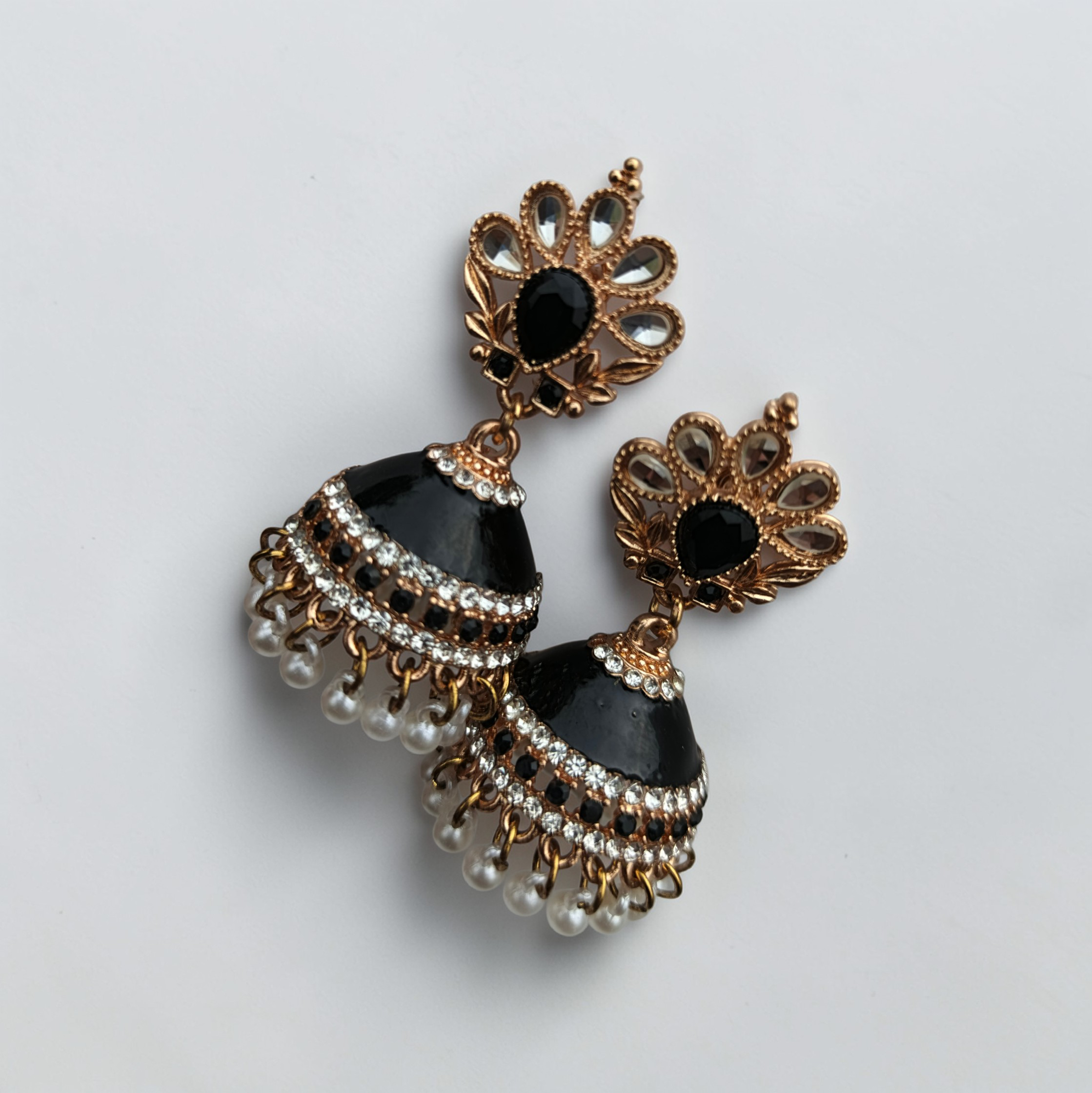 Midnight Pearl Jhumka Earrings