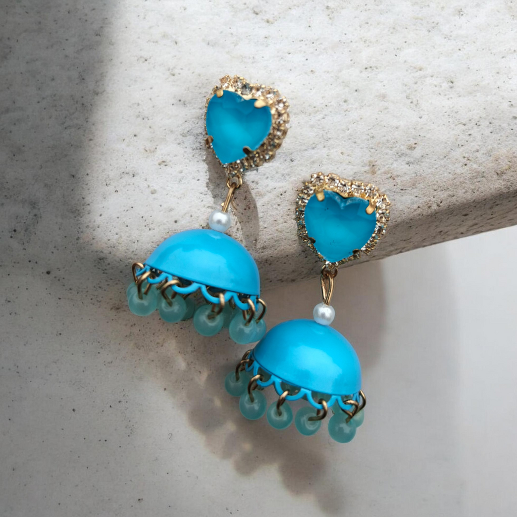 Azure Heart Jhumka Earrings