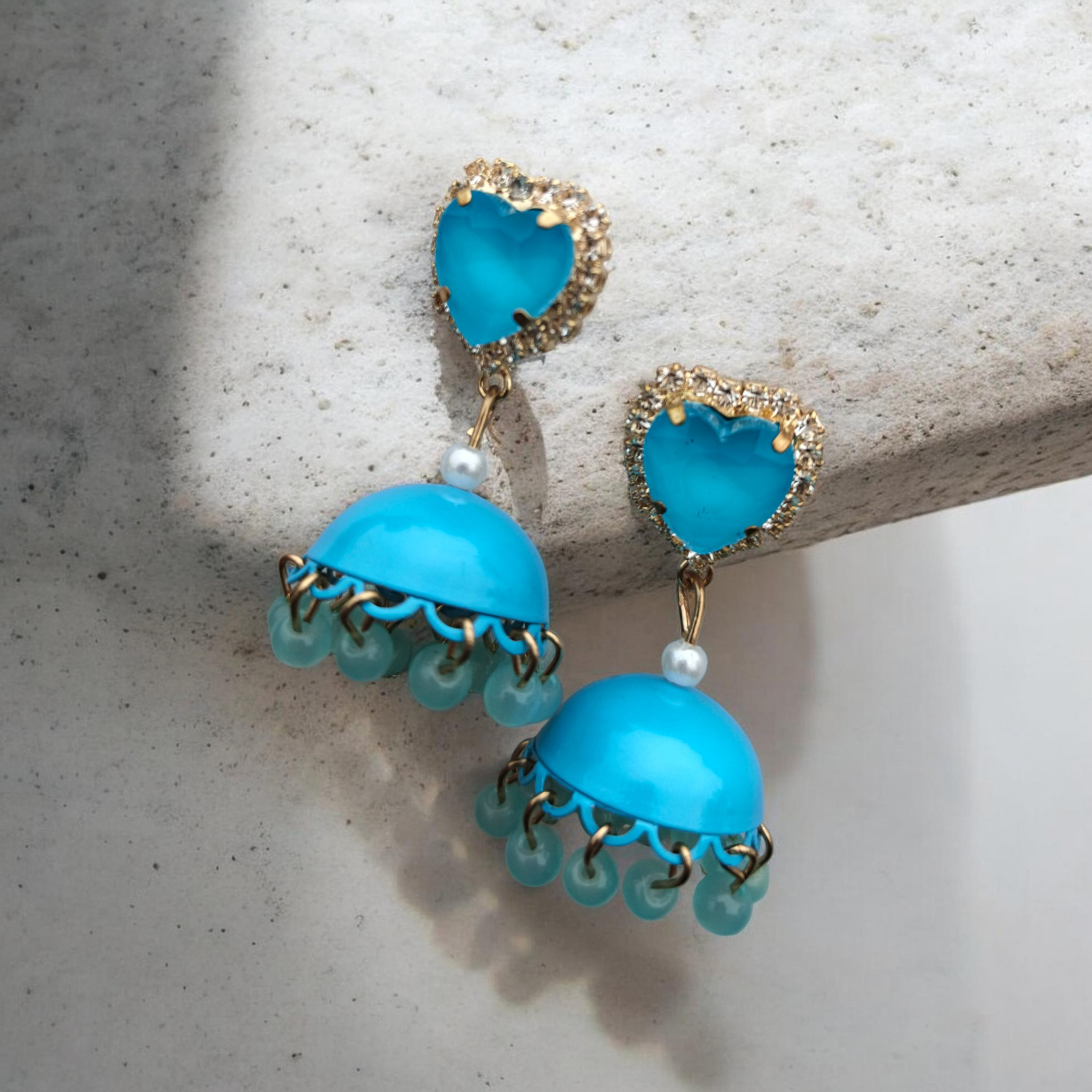 Azure Heart Jhumka Earrings