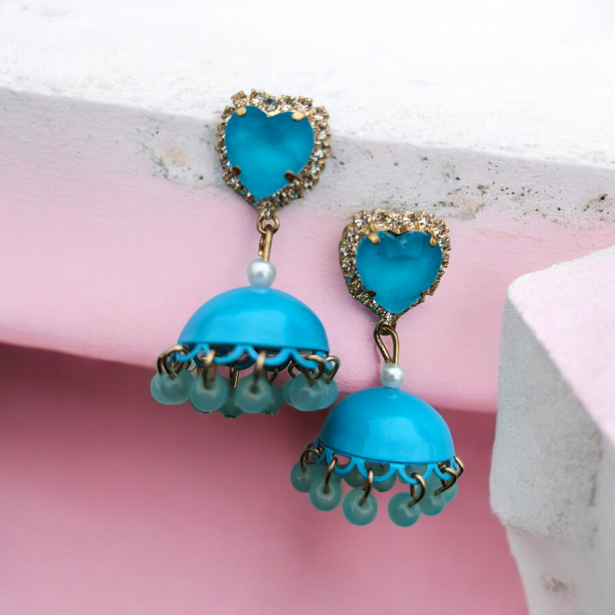 Azure Heart Jhumka Earrings