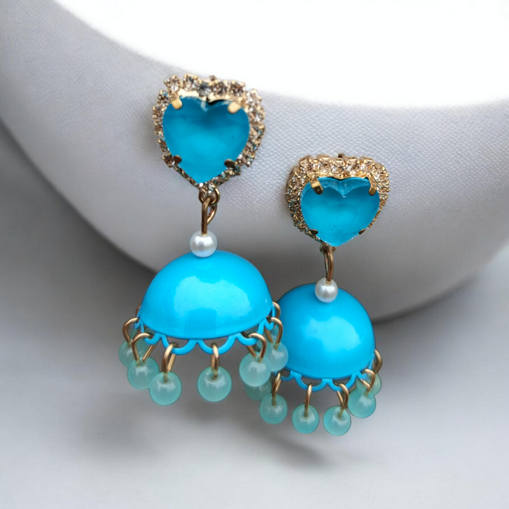 Azure Heart Jhumka Earrings