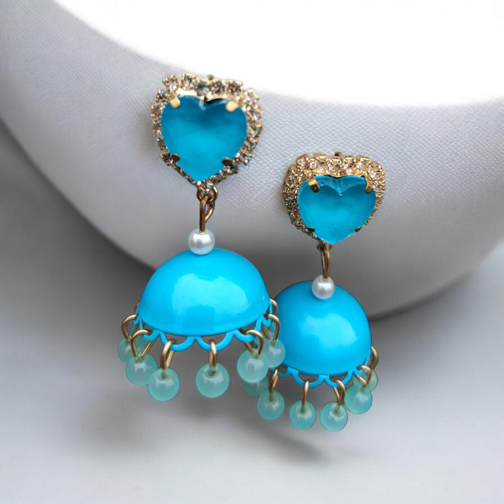 Azure Heart Jhumka Earrings