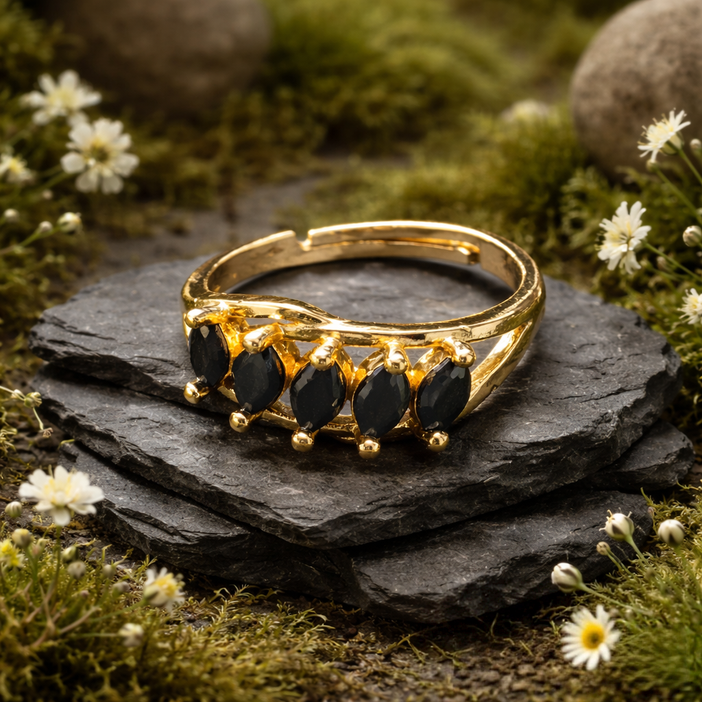 Midnight Marquise Gold Ring