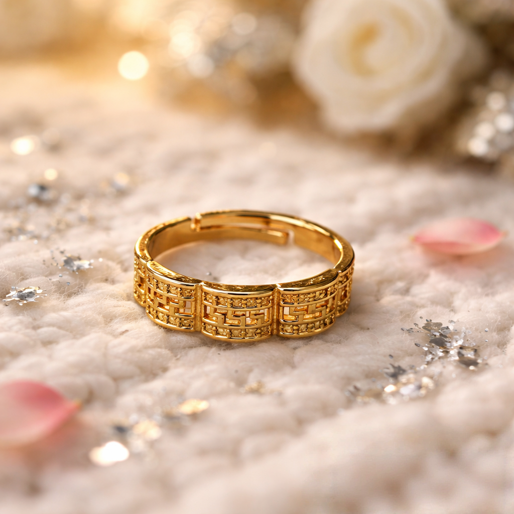 Royal Grid Gold Ring