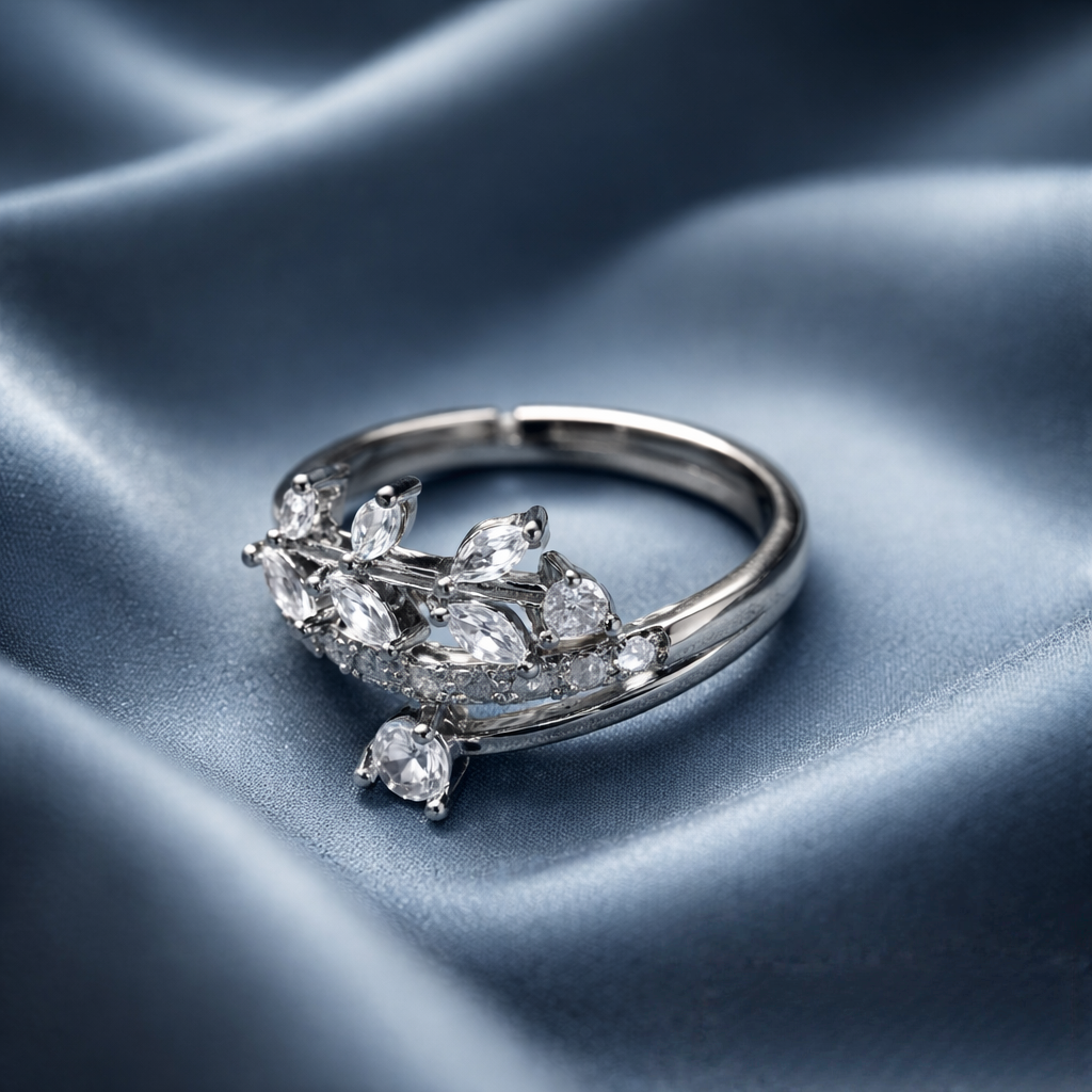 Silver flora ring